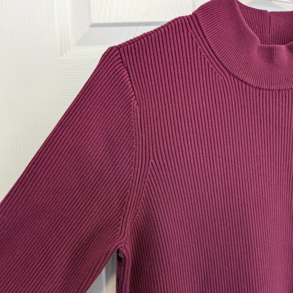 Hatch Skylar Rib Knit Midi Dress Pink Maternity Size 4 Mock Neck Stretch Bodycon - Picture 7 of 12